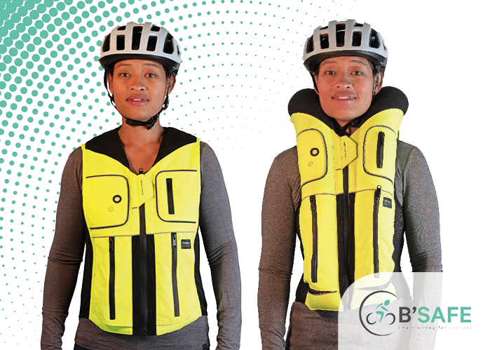 The Helite Hi Vis B'Safe safety cycling vest, inflated front view
