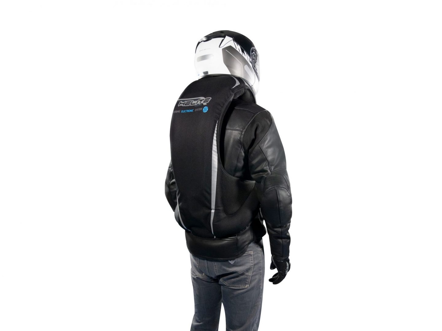 Helite e-Turtle Black Motorcycle Vest inflated back view