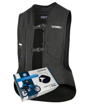 e-Turtle 2 Black Motorcycle Vest with fork sensor