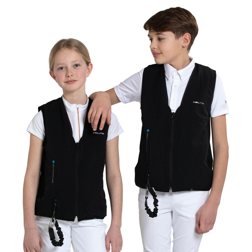 Zip-in child edition equestrian airvest worn by both boys and girls